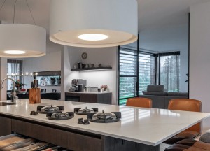 Witte eilandkap in hoogwaardig RVS | Wave