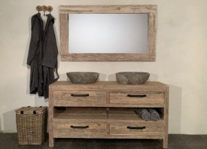 Badmeubelset hout 160cm White Wash | Puurteak - Puurteak badkamermeubelen