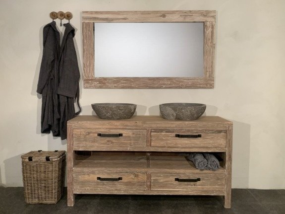 Badmeubelset hout 160cm White Wash | Puurteak