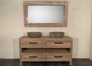 Badmeubelset hout 160cm White Wash | Puurteak