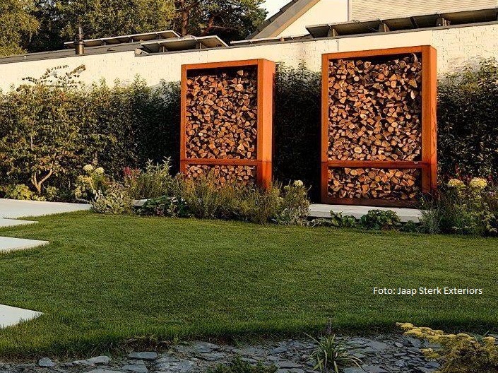 hito_eo　新品 OUTDOOR PRODUCTS for SALON Cortenstaal houtopslag | Zeno Products - UW-tuin.nl