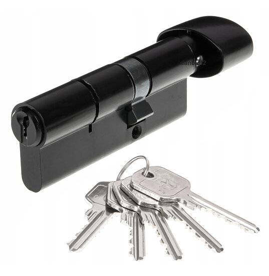 Veiligheidsknopcilinder - sleutelzijde 30 / knopzijde 30 - Zwart - incl. 4 sleutels