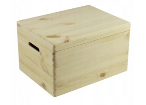 Houten kistje met klep deksel, 39,5cm breed, inhoud 27,6L - Deurklink24