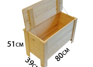 Houten kist met klep deksel, 80 x 51 x 39 cm, inhoud 100L