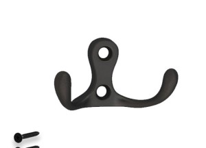 Zwart kapstokhaakje met 2 haken - Deurklink24