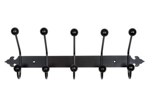 Kapstokrek met 5 haken - zwart staal - klassiek model
