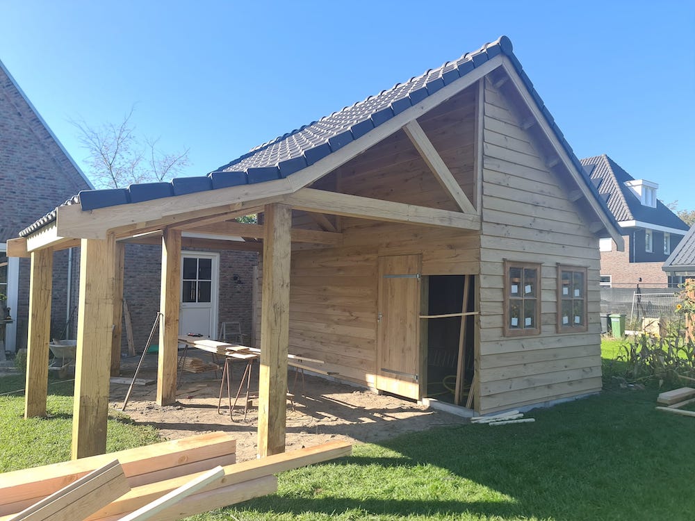 Eiken berging en overkapping | MG Houtbouw