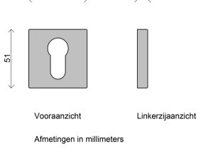 Rozet ELIOT - vierkant - profielcilinder - mat zwart