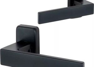 Deurklink ELIOT - rechthoekig rozet - mat zwart - Deurklink24