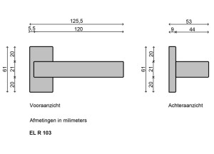 Deurklink ELIOT - rechthoekig rozet - mat zwart