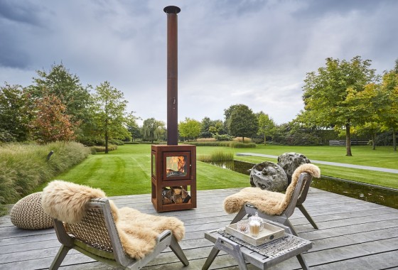 Moderne terraskachels met gesloten verbranding - Reny