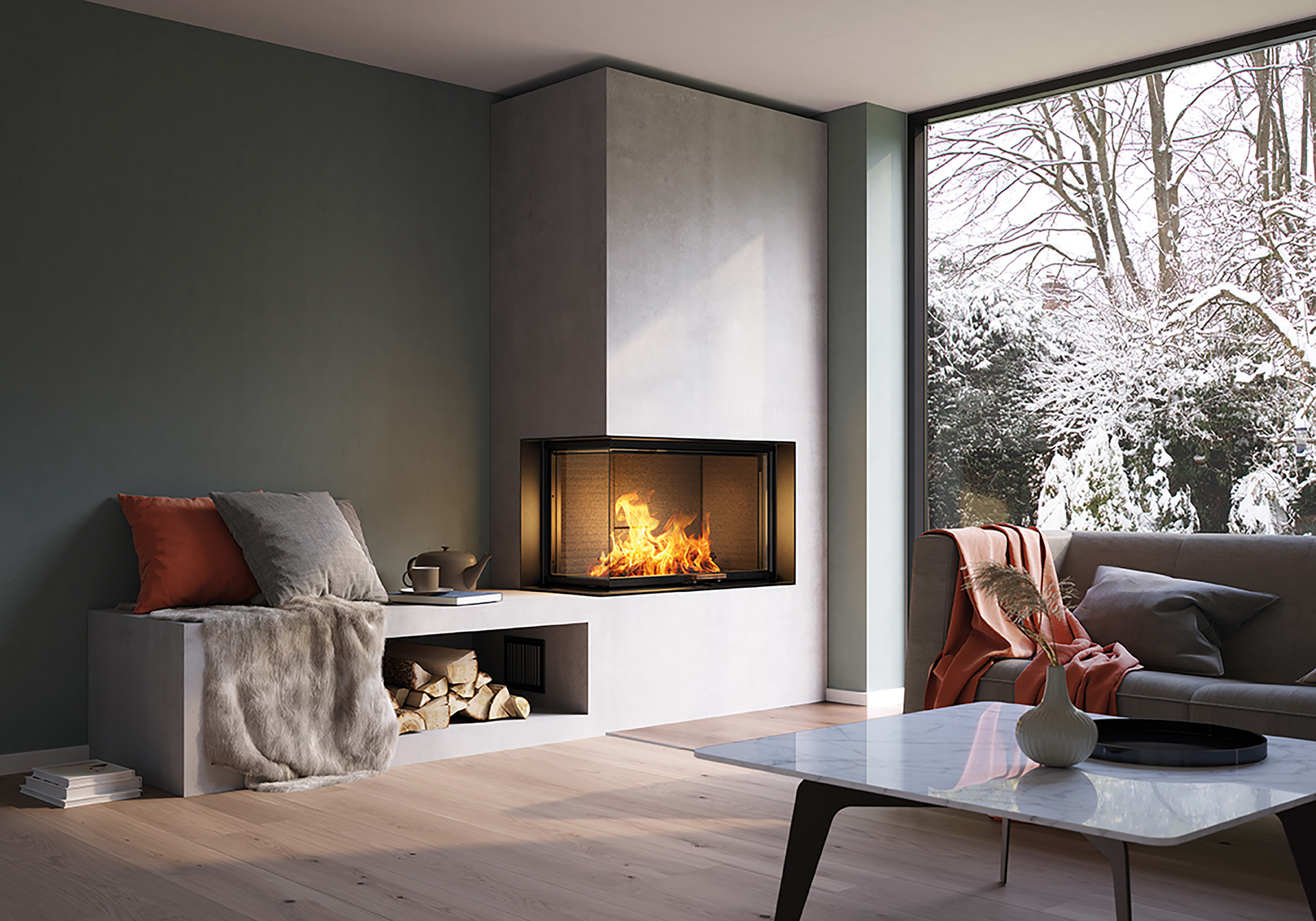 VISIO 2 L liftdeurhaard hout | Attika