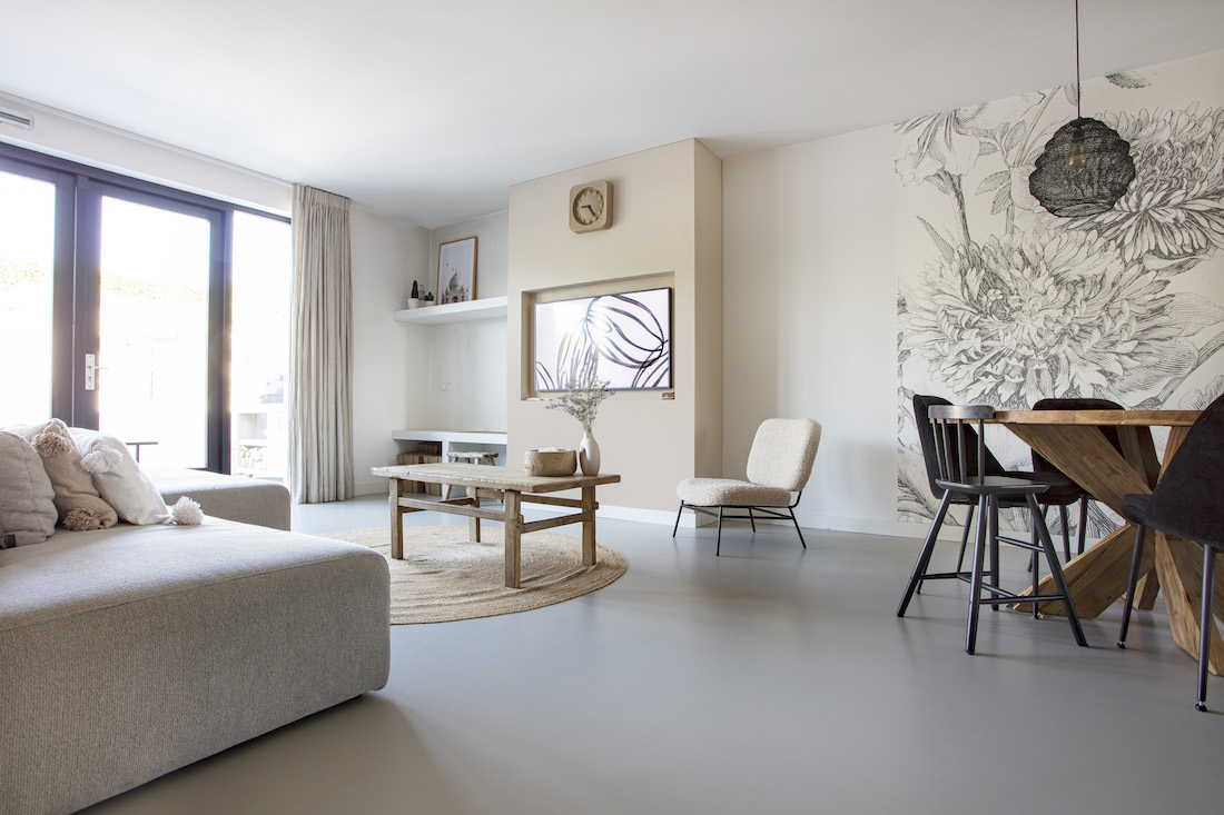 Gietvloer woonkamer | Motion Gietvloeren