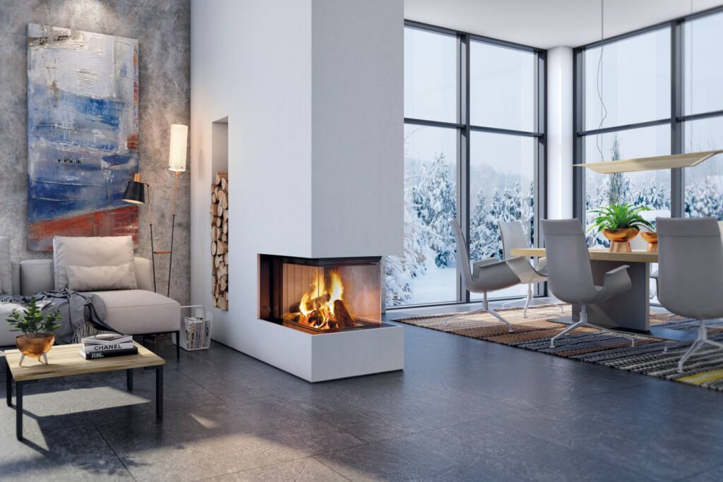 Roomdivider liftdeurhaard | Warmtestore