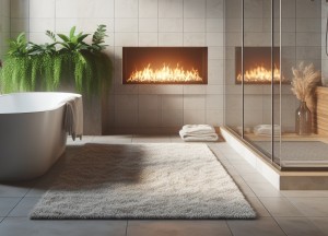 Haard in nieuwe badkamer - 