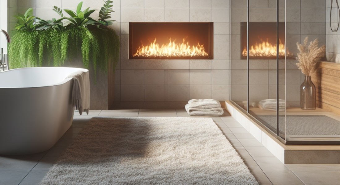 Haard in nieuwe badkamer