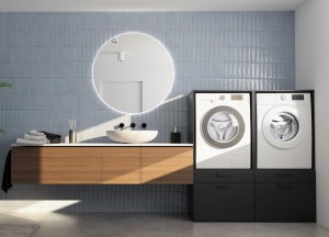 Een georganiseerde wasruimte met Wasombouw - 
