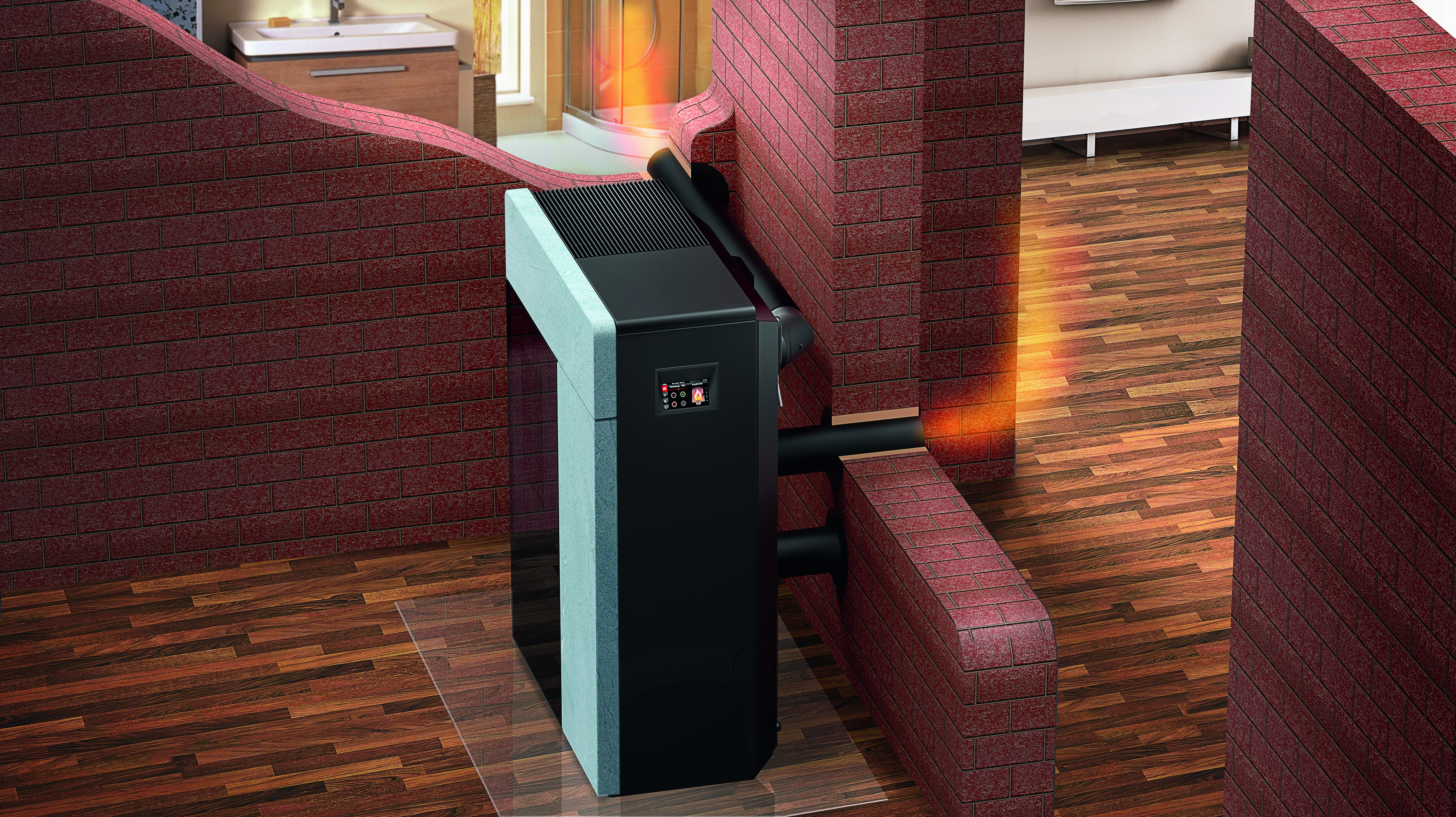 Hoe verwarm je woonkamer, badkamer en slaapkamer met 1 kachel