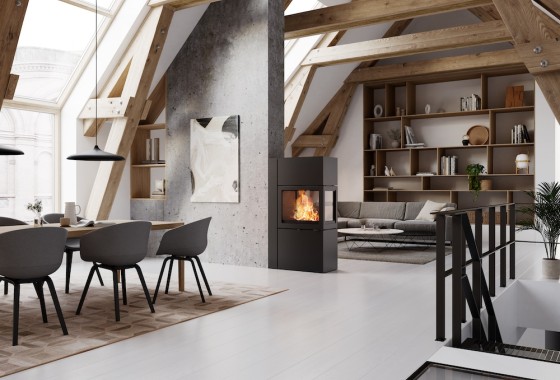 600 RD doorkijkhaard voor warmte en sfeer in twee ruimtes - Attika