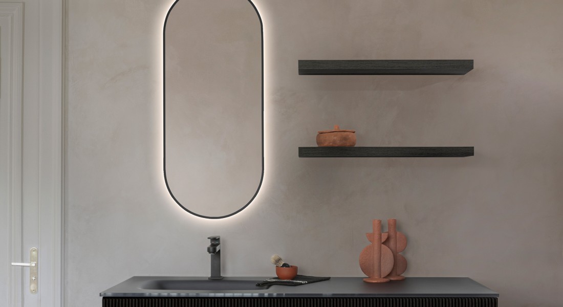 Hout en rust in de badkamer met Detremmerie