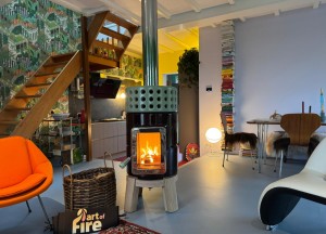 Houtkachel RoundStack Wood 1st Size in Aubergine-Groen - Art of Fire