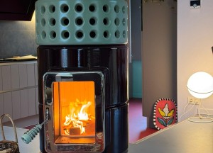 Houtkachel RoundStack Wood 1st Size in Aubergine-Groen