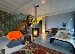 Houtkachel RoundStack Wood 1st Size in Aubergine-Groen