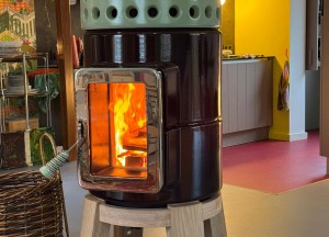 Houtkachel RoundStack Wood 1st Size in Aubergine-Groen