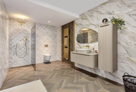 Zo haal je een marmer-chique look in je badkamer - mijn bad in stijl