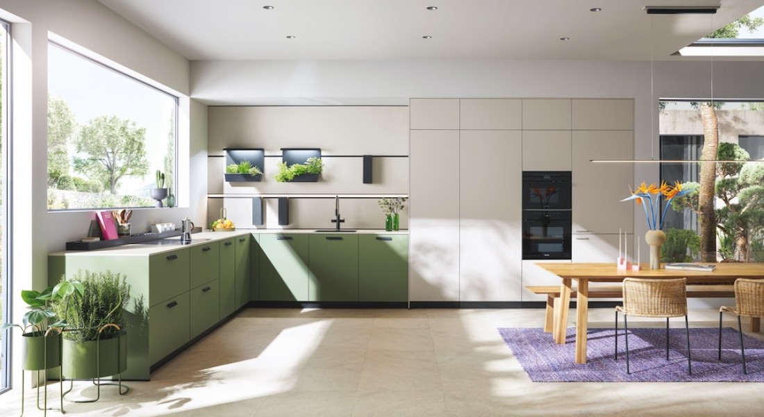 Duurzame next125 keuken in Natural Grey linoleum