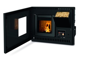 Een inbouwcassette op pellets van RIKA, de Interno