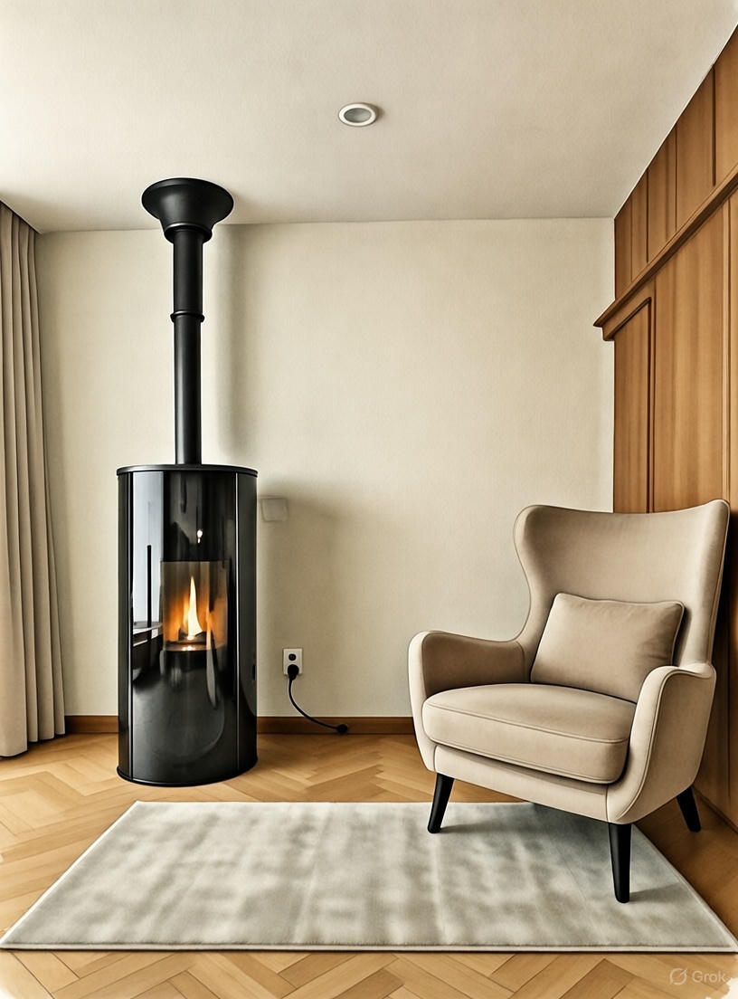 Een ronde pelletkachel van RIKA zonder nadelen