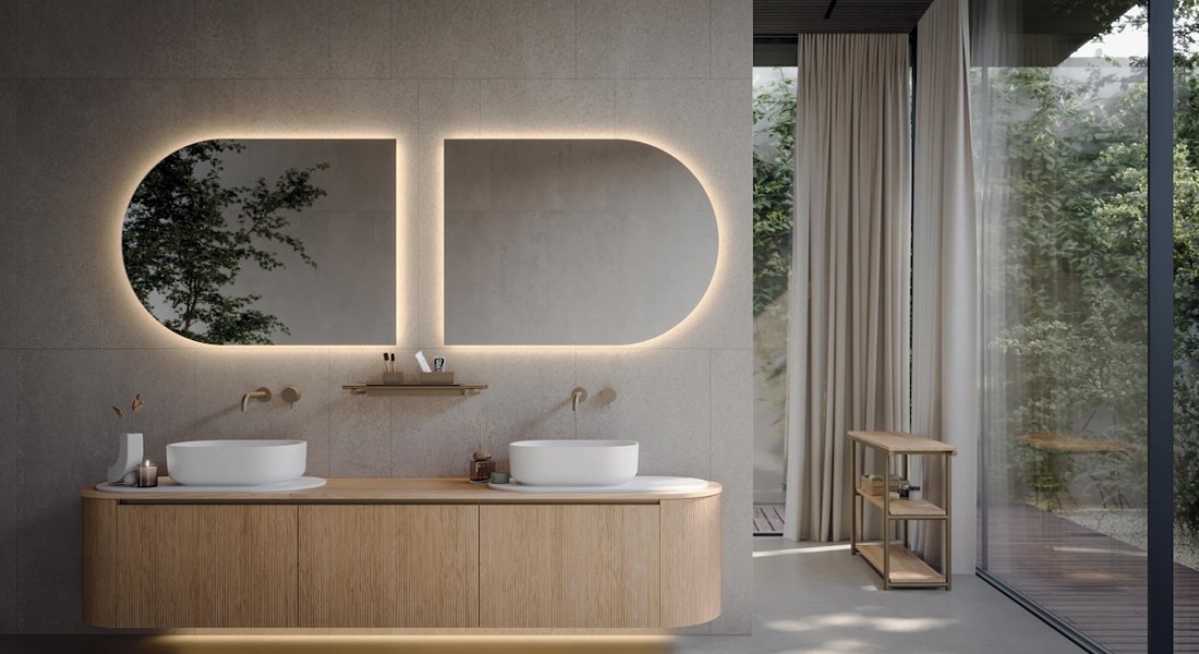 Scandinavische badkamer met natuurlijke materialen