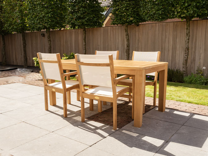 Tuinset Ancona 180 met 4 stapelstoelen | Puurteak