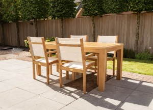 Tuinset Ancona 180 met 4 stapelstoelen | Puurteak - Puurteak tuinmeubelen