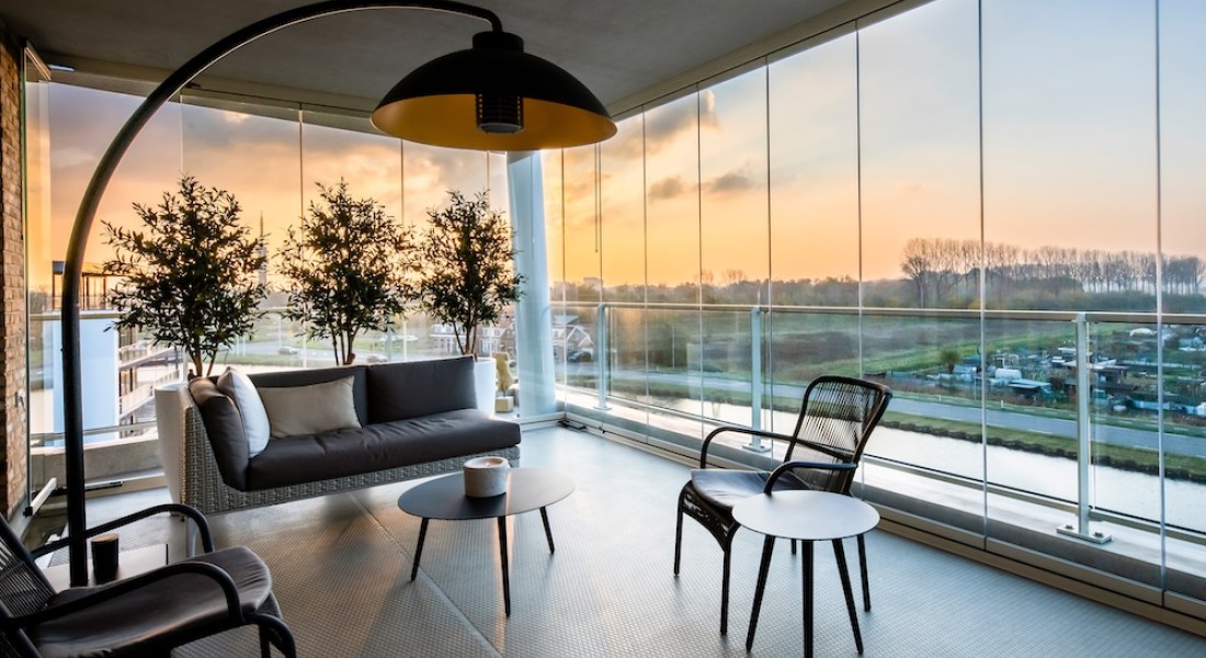 Architectuur die doorloopt tot op het balkon