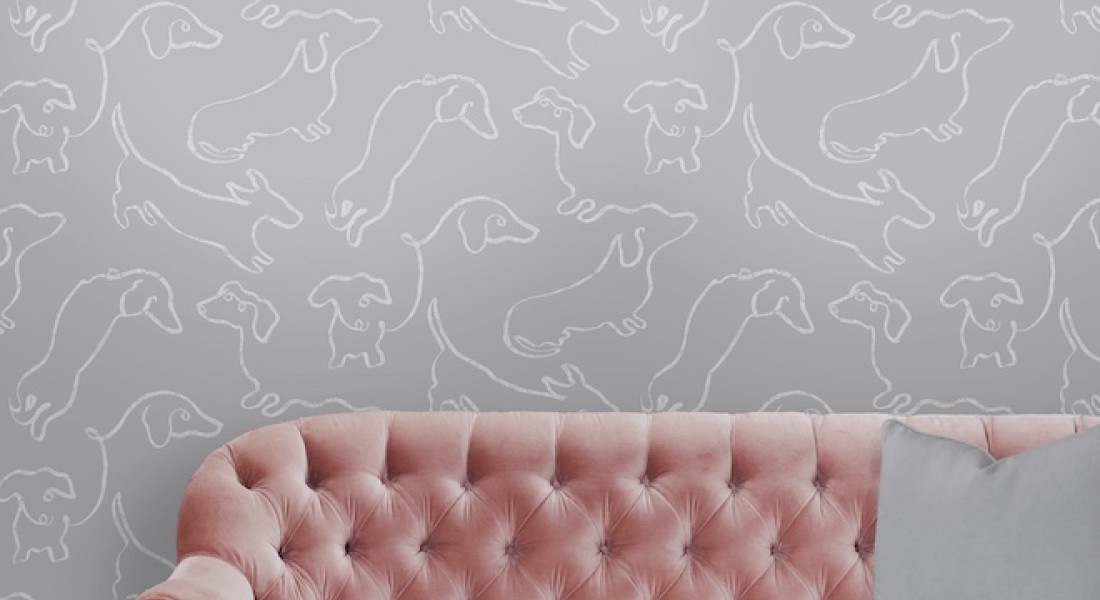 Handgetekende teckels op de muur