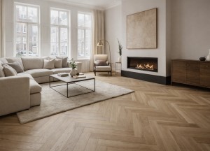 Hongaarse punt vloer in de woonkamer: tijdloos en stijlvol