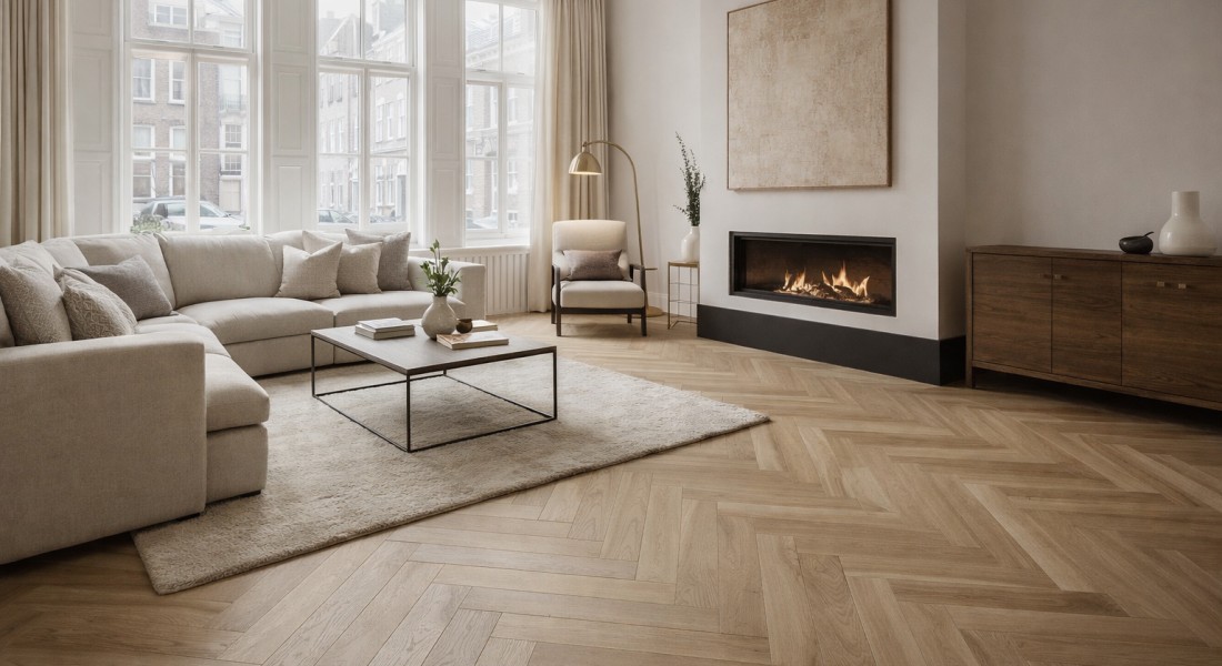 Hongaarse punt vloer in de woonkamer: tijdloos en stijlvol