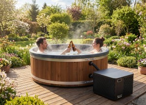Hottub Thermowood 2 persoons met warmtepomp | Ticra Outdoor - Ticra Outdoor, Wellness en Glamping