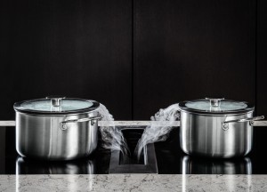 DUCQ Pannenset 4 delig - downdraft geschikt - 3 laags - met glazen deksels