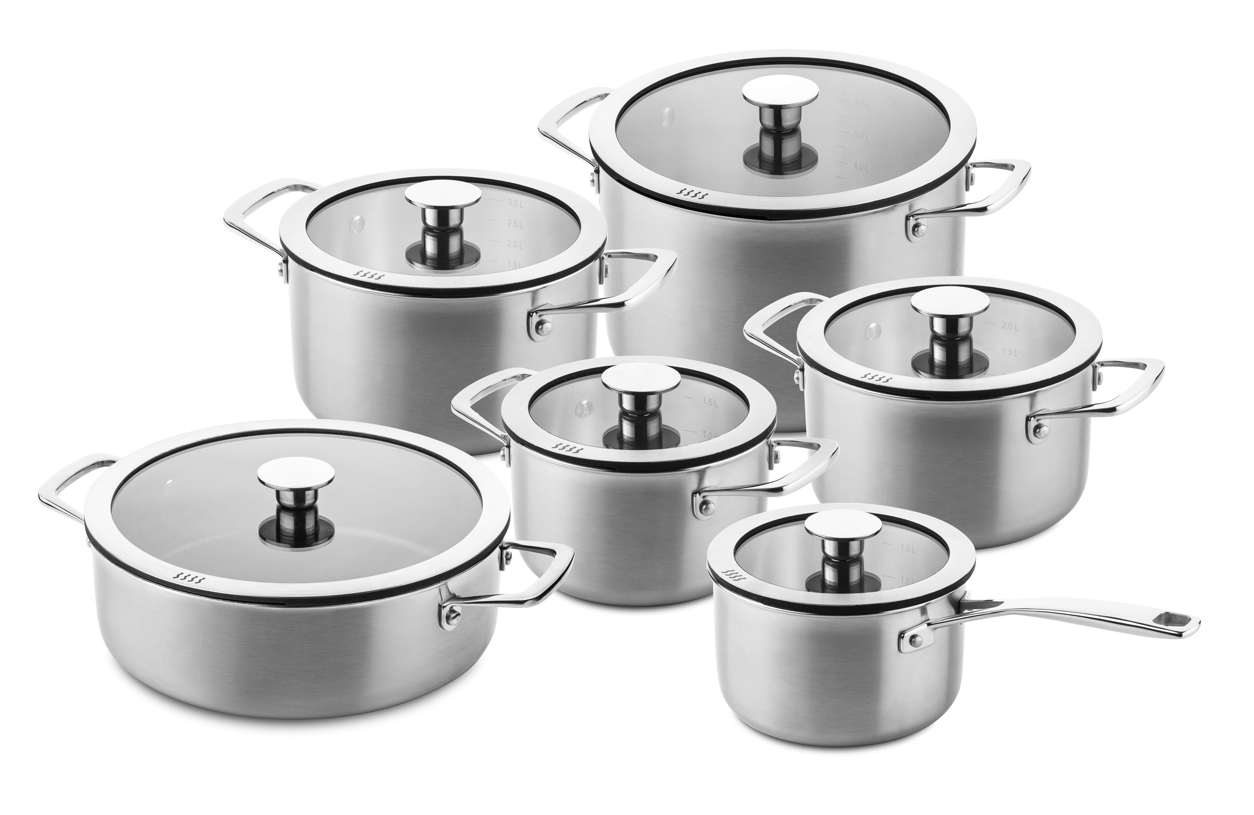 DUCQ Pannenset 6 delig - downdraft geschikt - 3 laags