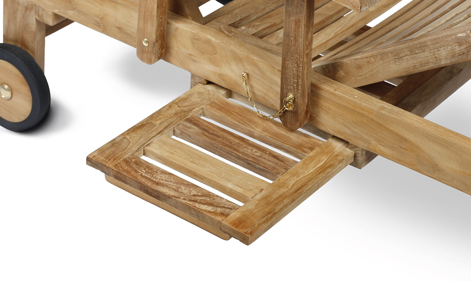 Luxe Teak Ligbed 200 cm - Verstelbaar &amp; Met Wielen | Massief FSC Teak