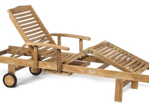 Luxe Teak Ligbed 200 cm - Verstelbaar &amp; Met Wielen | Massief FSC Teak