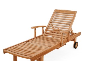 Luxe Teak Ligbed 200 cm - Verstelbaar &amp; Met Wielen | Massief FSC Teak