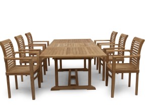 Stacker Teakhouten Tuinset | Stapelbare Teak Tuinstoelen + Uitschuifbare Tuintafel - Teakea