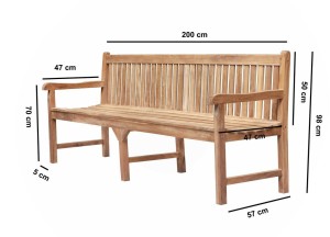 Teakhouten Tuinbank Windsor 200 cm | Met Rugleuning | Teakea