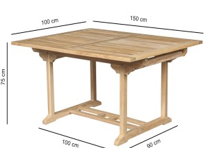 Teakhouten Uitschuifbare Tuintafel – Rechthoekig | 150<>200x100x75 cm | Duurzaam en Stijlvol