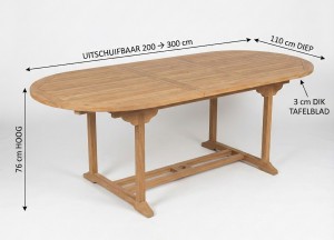 Teakhouten Uitschuifbare Tuintafel – Ovaal | 200 <> 300 cm | Duurzaam en Stijlvol