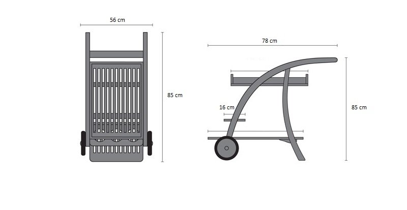Teak Serveerwagen Buiten | FSC® Teak Trolley op Wielen